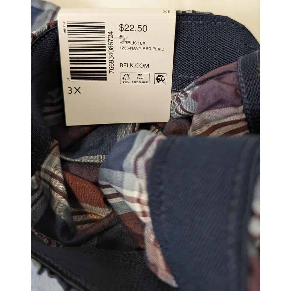 Saddlebred Men’s 3X Boxers Blue/Red Plaid Print New With Tag